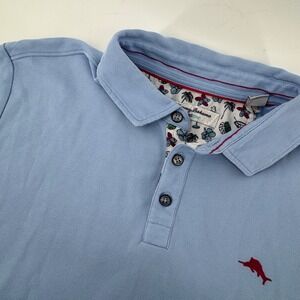 Tommy Bahama Mens Island Zone Golf Shirt XL TG Light Blue Tropical Print Collar